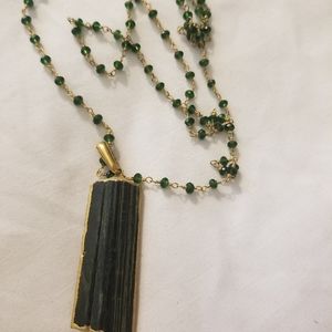 Green and black tourmaline gold necklace